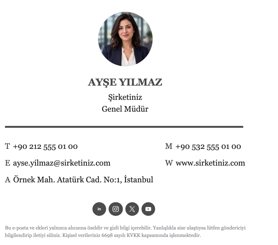 Advisor e-posta imza şablonu