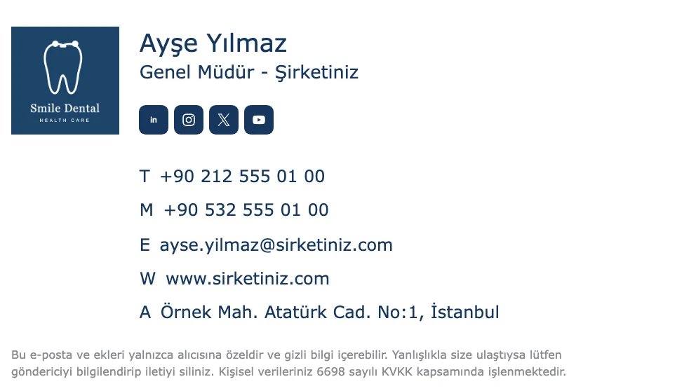 Dental e-posta imza şablonu