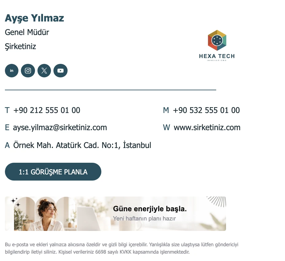 Hexa e-posta imza şablonu